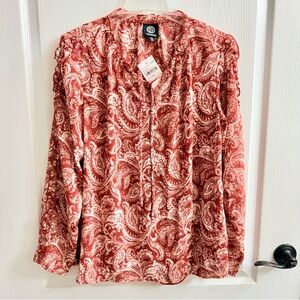 Bobeau Redwood Paisley Blouse